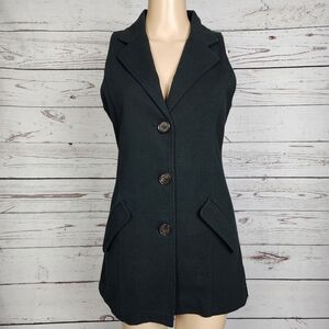 525 America Black Cotton Knit Sleeveless Blazer Vest Size Small